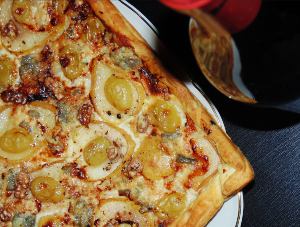 Bleu d&rsquo;Auvergne et poires en tarte fine
